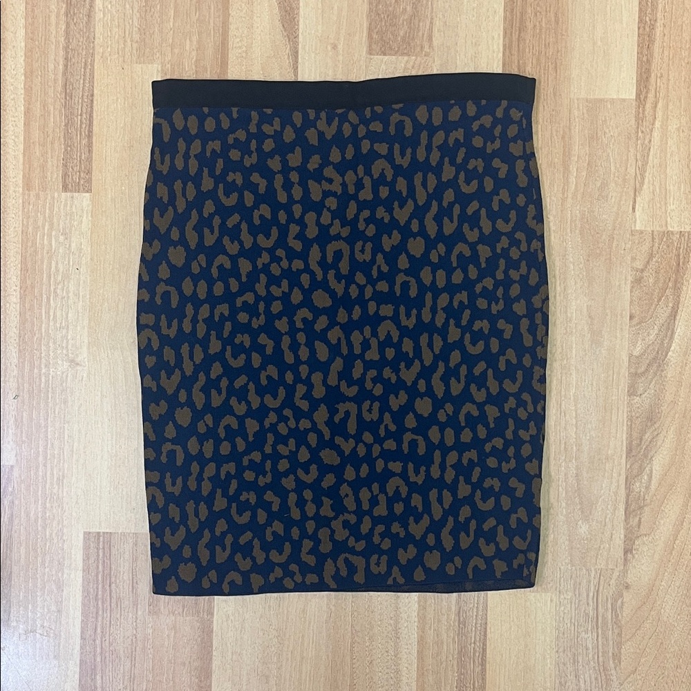 RACHEL Rachel Roy Black and Brown Animal Print Pencil Skirt